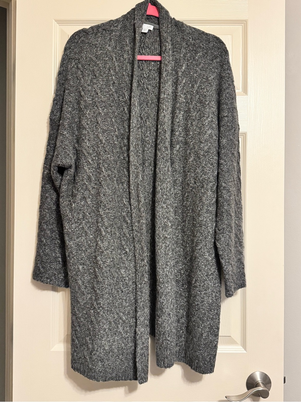 J. Jill Heathered Charcoal Open-Front Cardigan